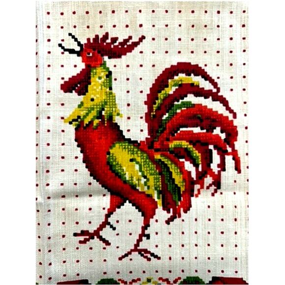 Parisian Prints, Vintage Rooster Dish Towel 28 x 16 Has Spots, FINAL SALE!! - Picture 1 of 9